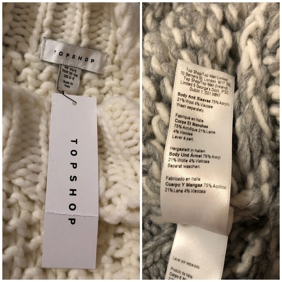 NWT TOPSHOP Black & White Chunky Three Stripe Knitted Sweater Size 0-2 - Picture 6 of 6